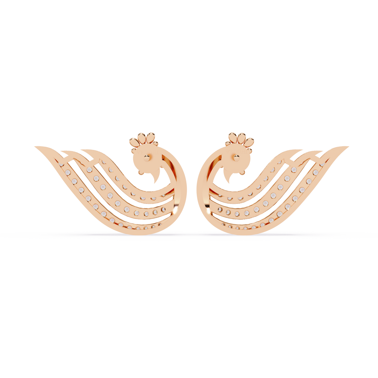 Peacock Feather Diamond Earrings