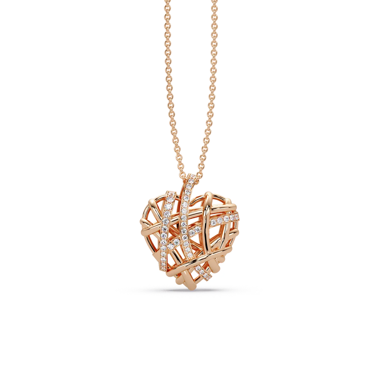 Woven Heart Lattice Chain Pendant - Origine Diamonds lab-grown diamond jewellery