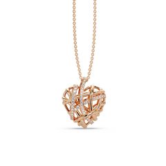 Woven Heart Lattice Chain Pendant
