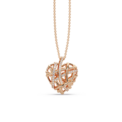 Woven Heart Lattice Chain Pendant - Origine Diamonds lab-grown diamond jewellery