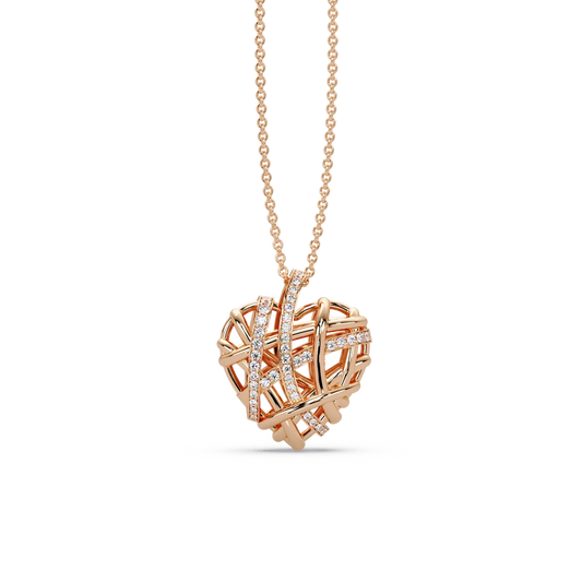 Woven Heart Lattice Chain Pendant - Origine Diamonds lab-grown diamond jewellery