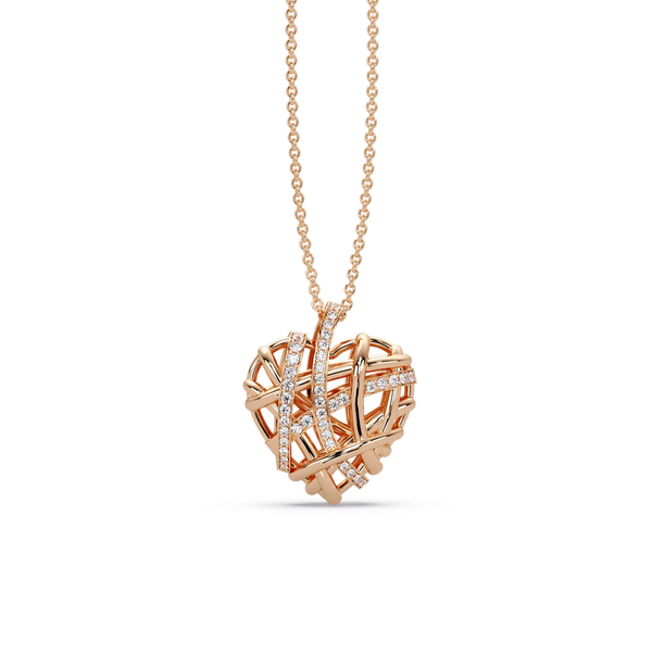 Woven Heart Lattice Chain Pendant