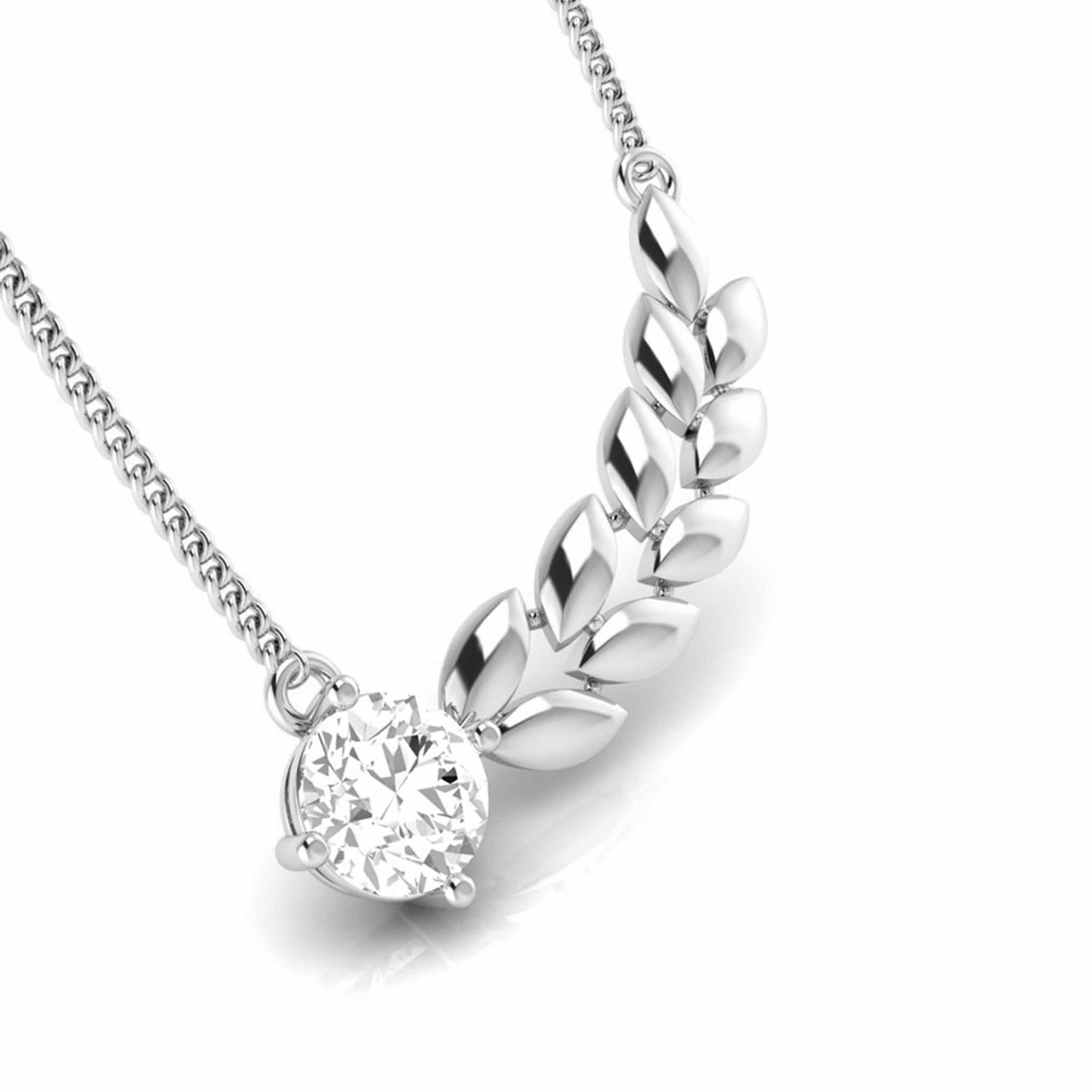 Wheat Leaf Solitaire Necklace