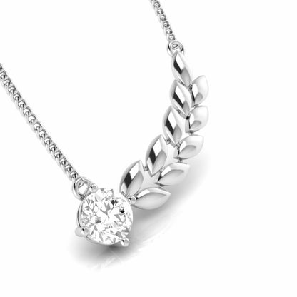 Wheat Leaf Solitaire Necklace