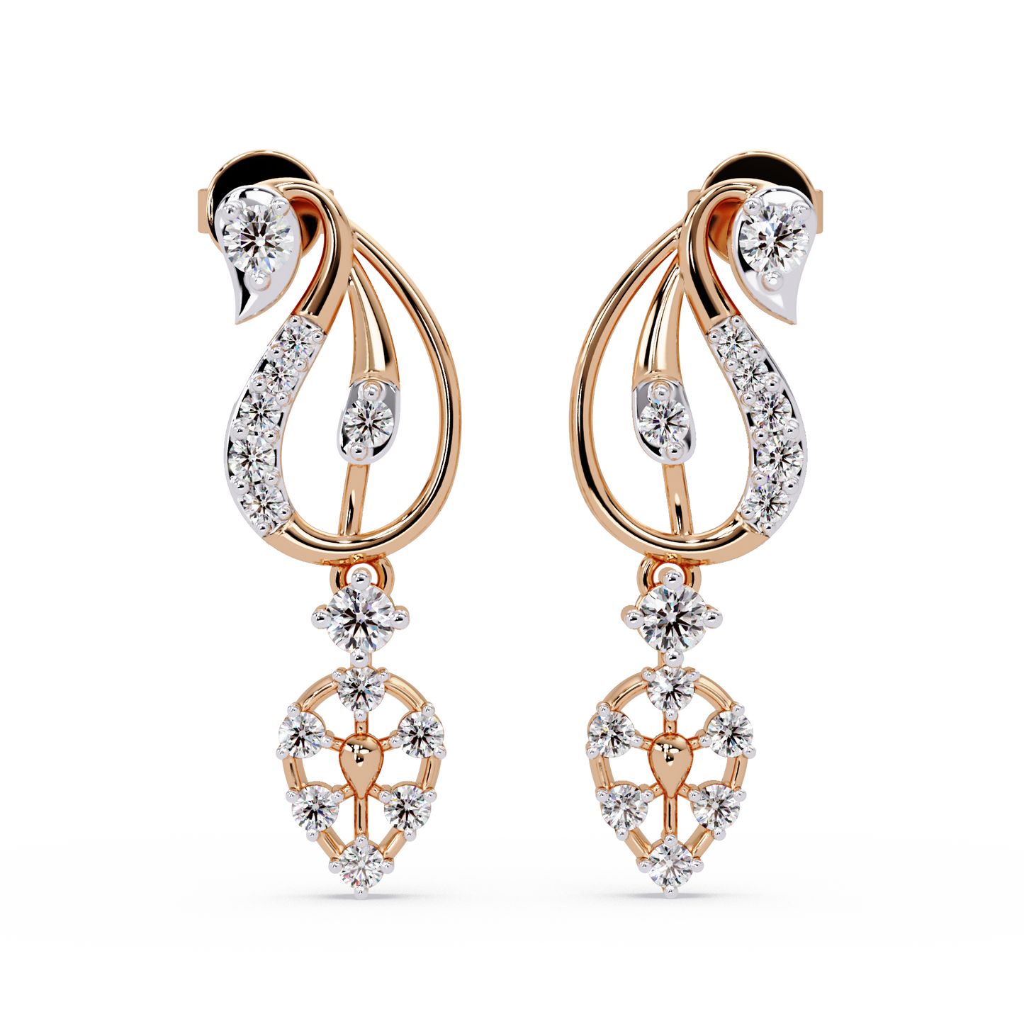 Peacock Blossom Drop Earrings - Origine Diamonds lab-grown diamond jewellery