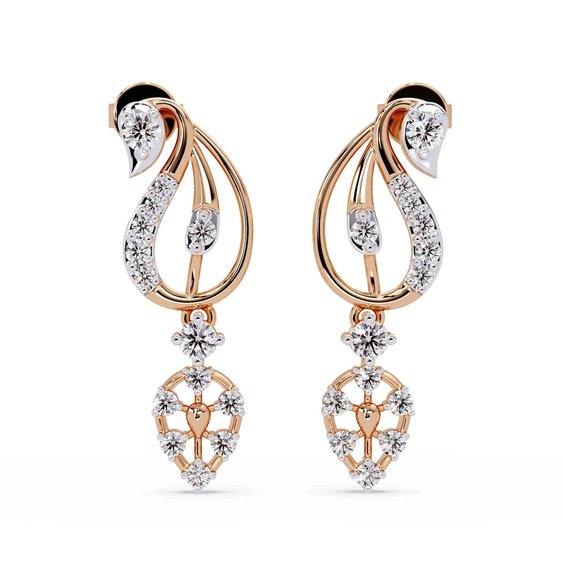 Peacock Blossom Drop Earrings - Origine Diamonds lab-grown diamond jewellery