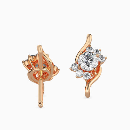 Floral Swirl Solitaire Earrings