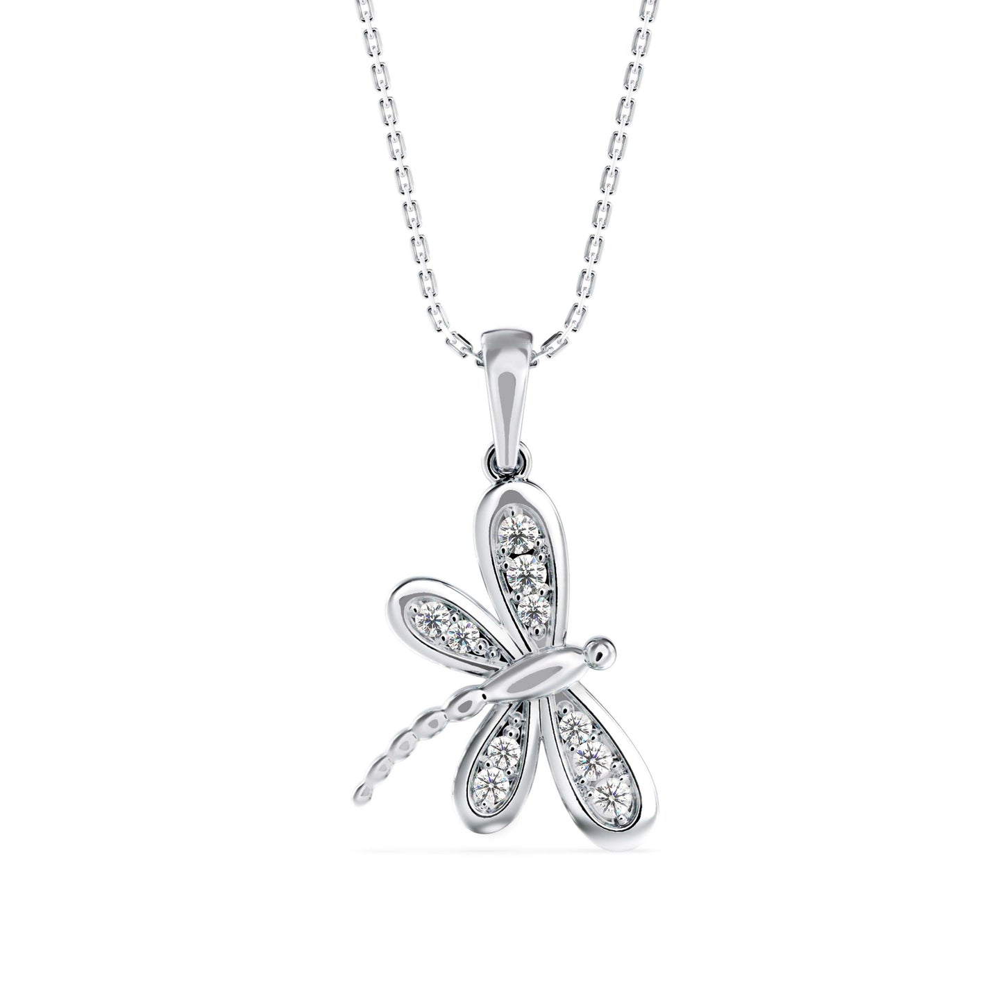 Rose Dragonfly Diamond Pendant