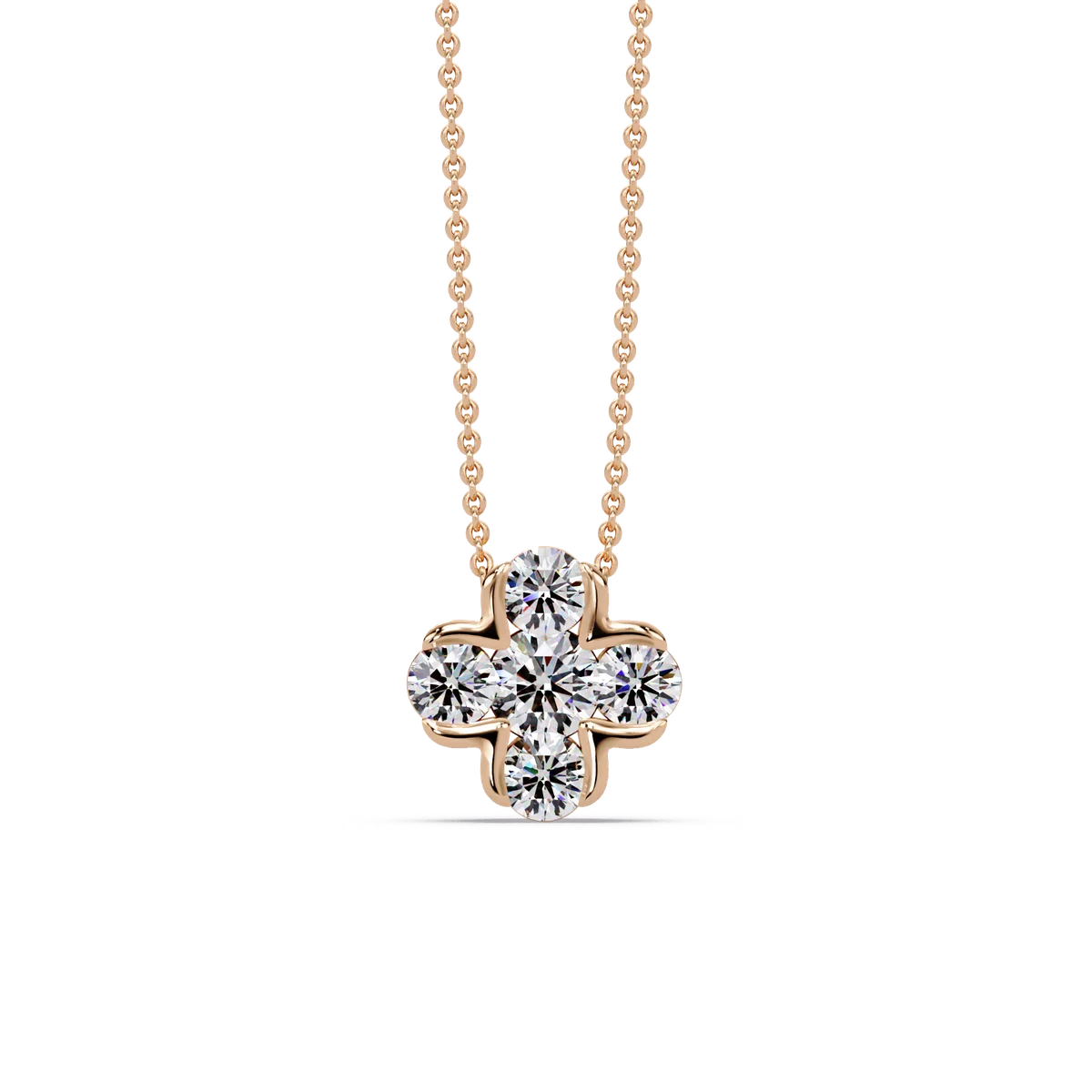 Blossoming Quatrefoil Petal Chain Pendant - Origine Diamonds lab-grown diamond jewellery