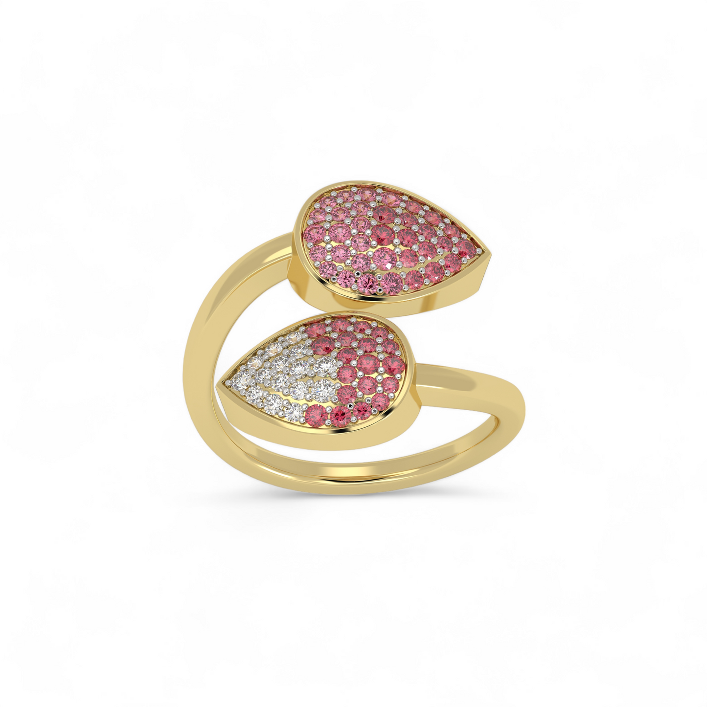 Twin Petal Pink Bypass Ring - Origine Diamonds lab-grown diamond jewellery