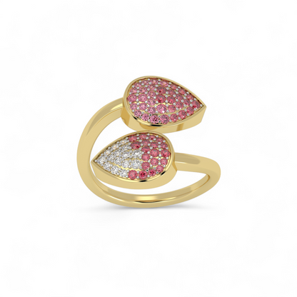 Twin Petal Pink Bypass Ring - Origine Diamonds lab-grown diamond jewellery