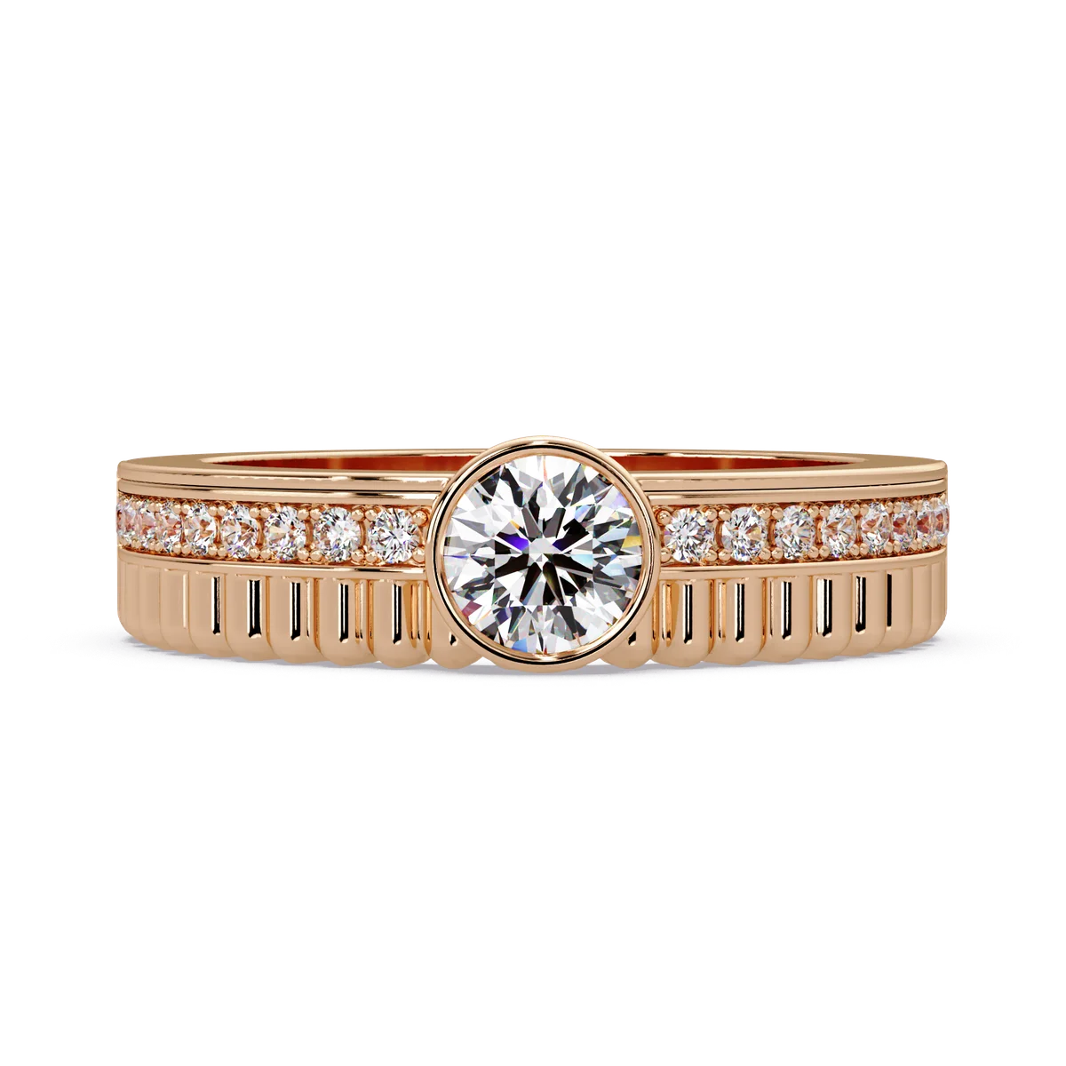 Fluted Halo Pave Ring