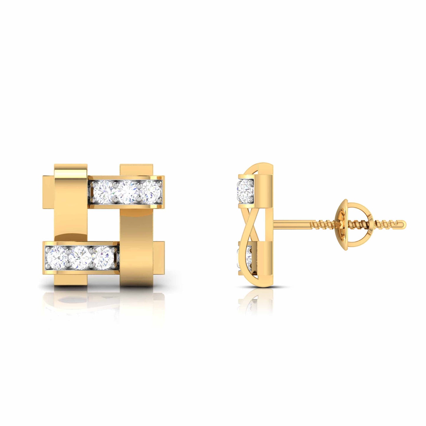 Geometric Link Diamond Earrings