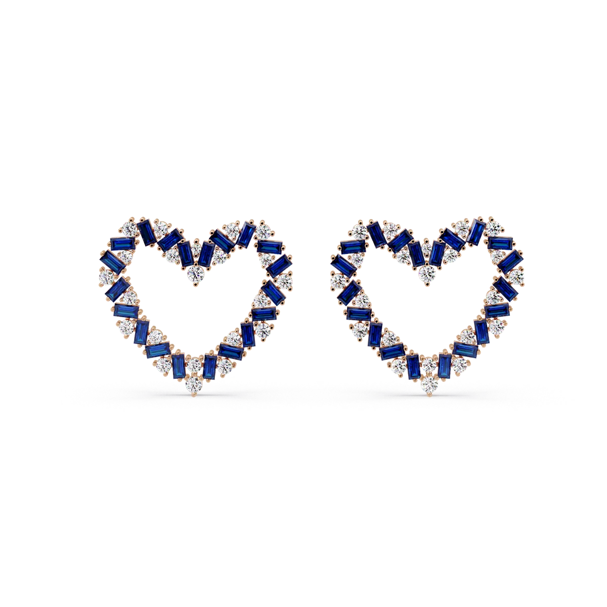 Sapphire Heart Frame Earrings - Origine Diamonds lab-grown diamond jewellery