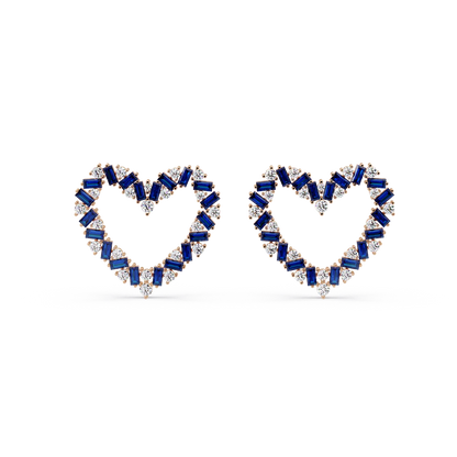 Sapphire Heart Frame Earrings - Origine Diamonds lab-grown diamond jewellery