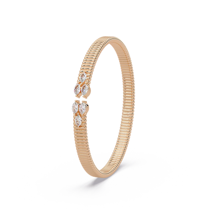 Ribbed Petal Tip Bangle - Origine Diamonds lab-grown diamond jewellery