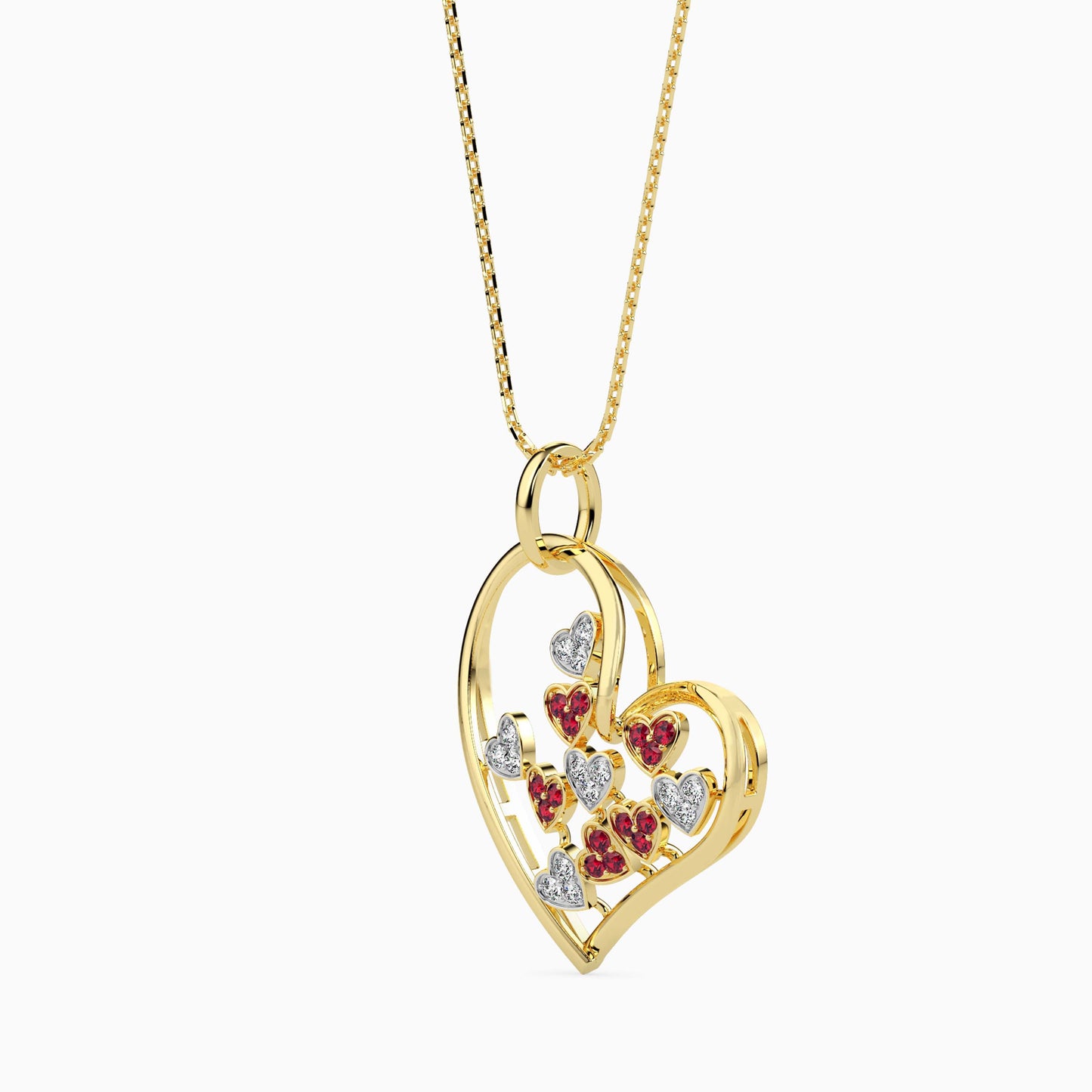 Floral Heart Ruby Pendant