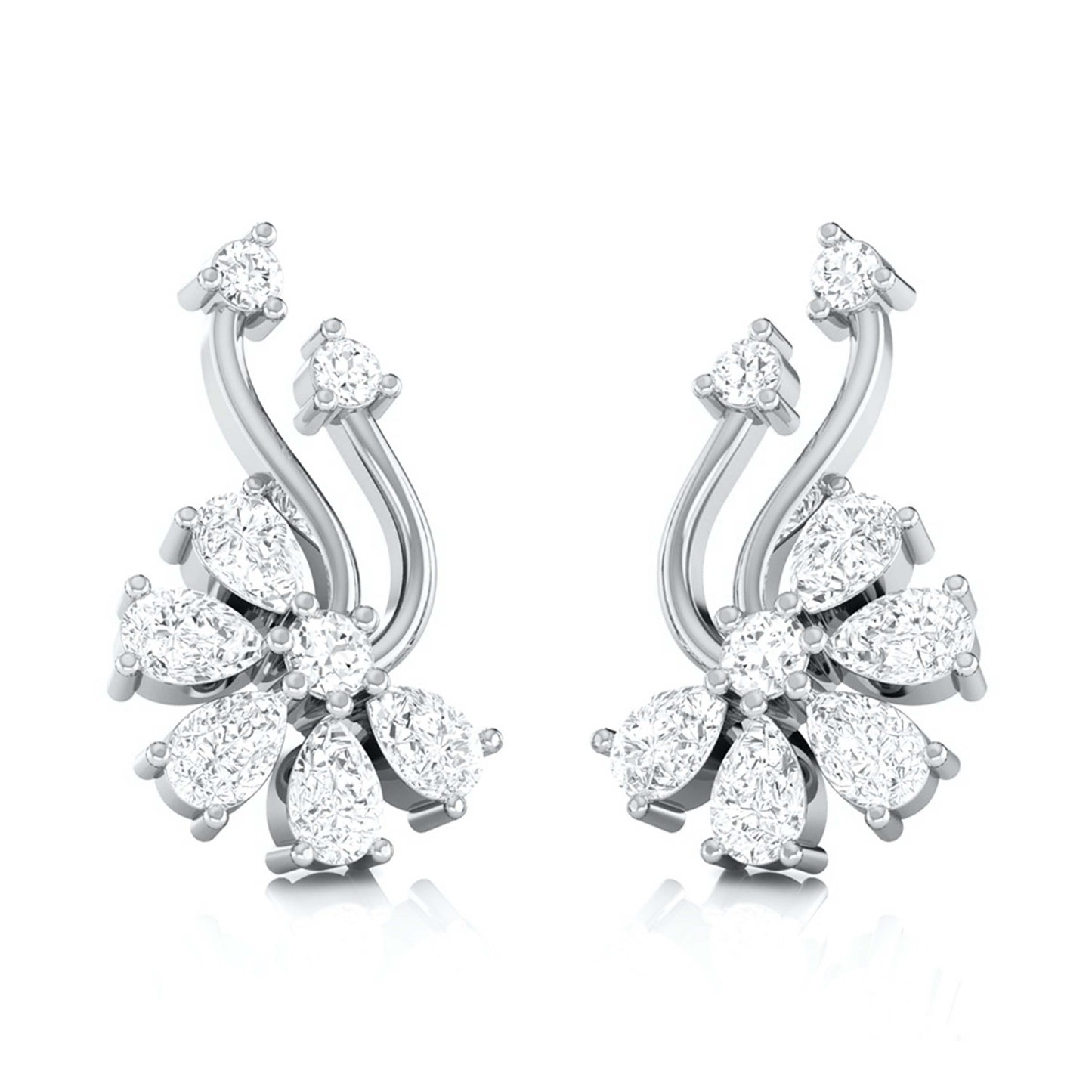 Floral Spray Diamond Earrings