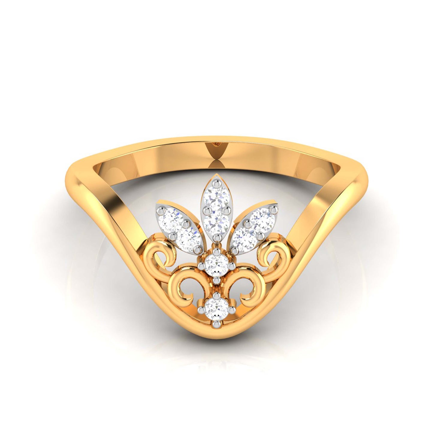 Chevron Leaf Cluster Ring