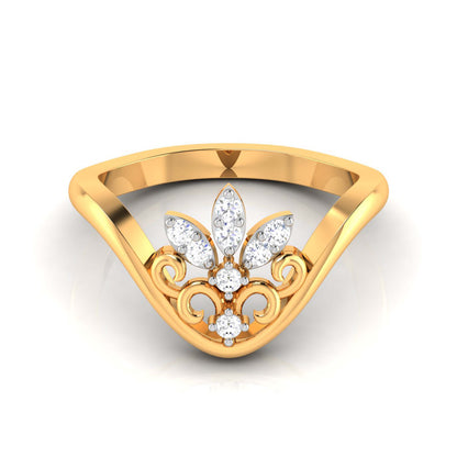Chevron Leaf Cluster Ring
