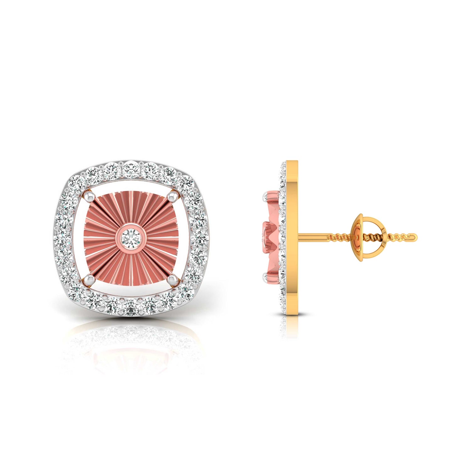 Fluted Cushion Halo Studs