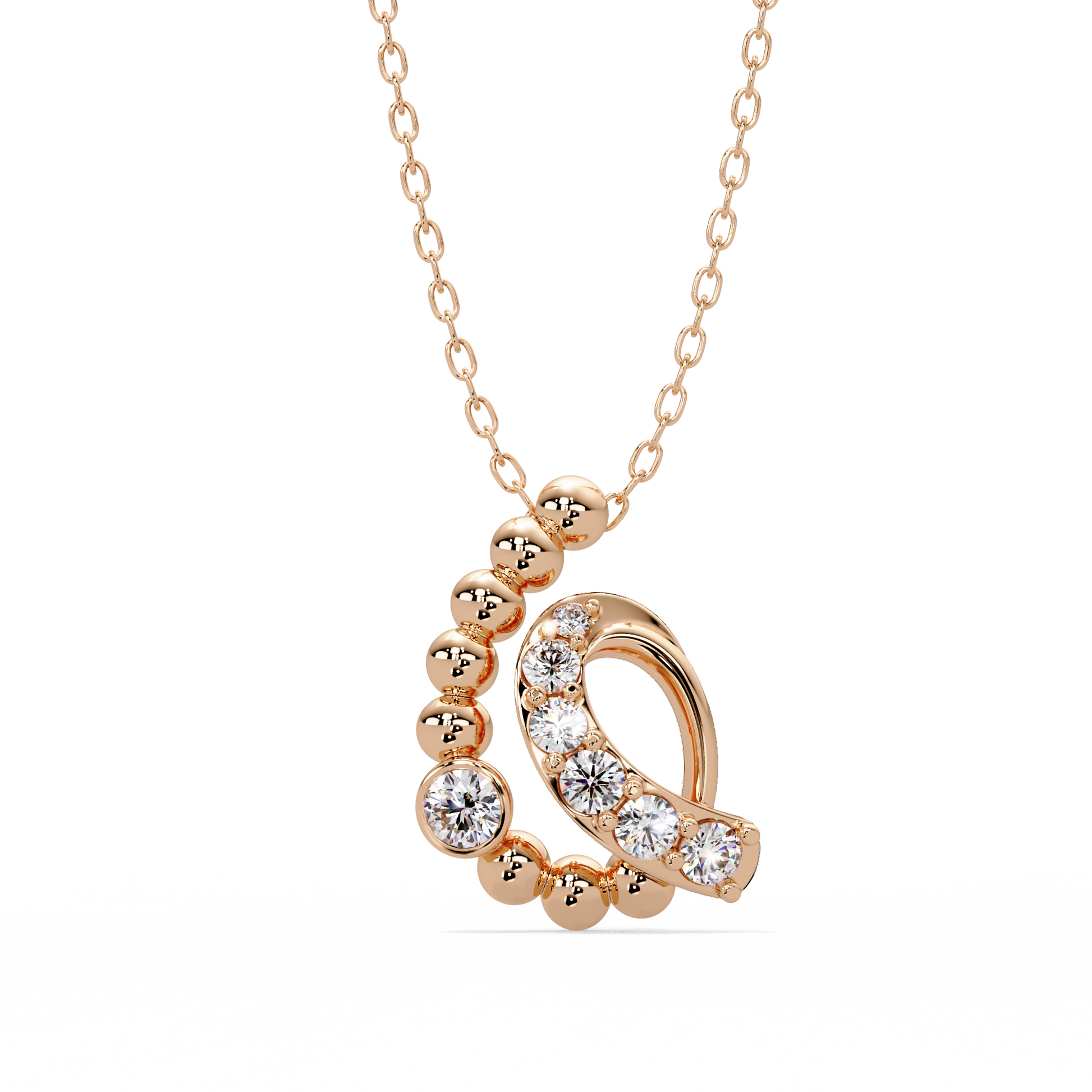 Beaded Swirl Drop Pendant - Origine Diamonds lab-grown diamond jewellery