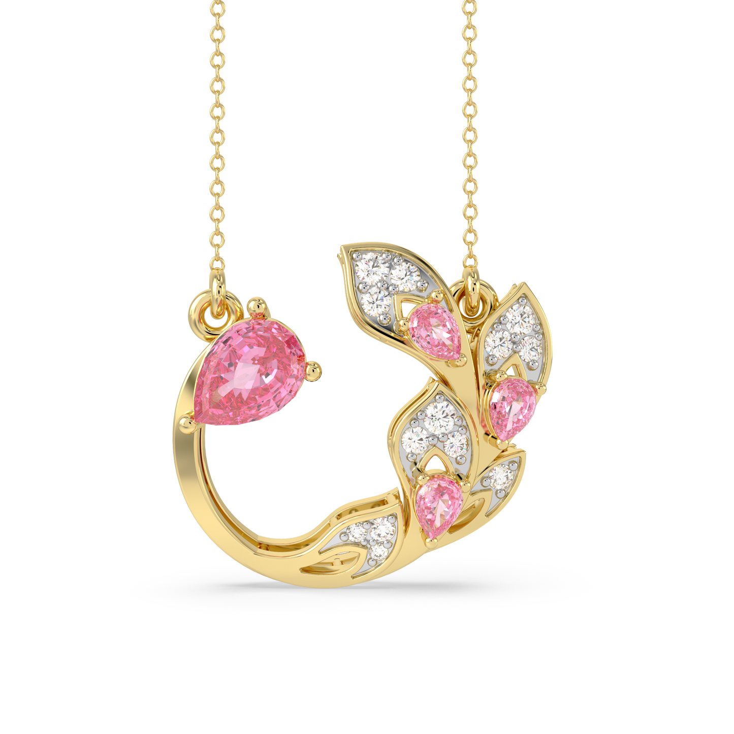 Pink Petal Leaf Necklace - Origine Diamonds lab-grown diamond jewellery