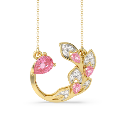 Pink Petal Leaf Necklace - Origine Diamonds lab-grown diamond jewellery