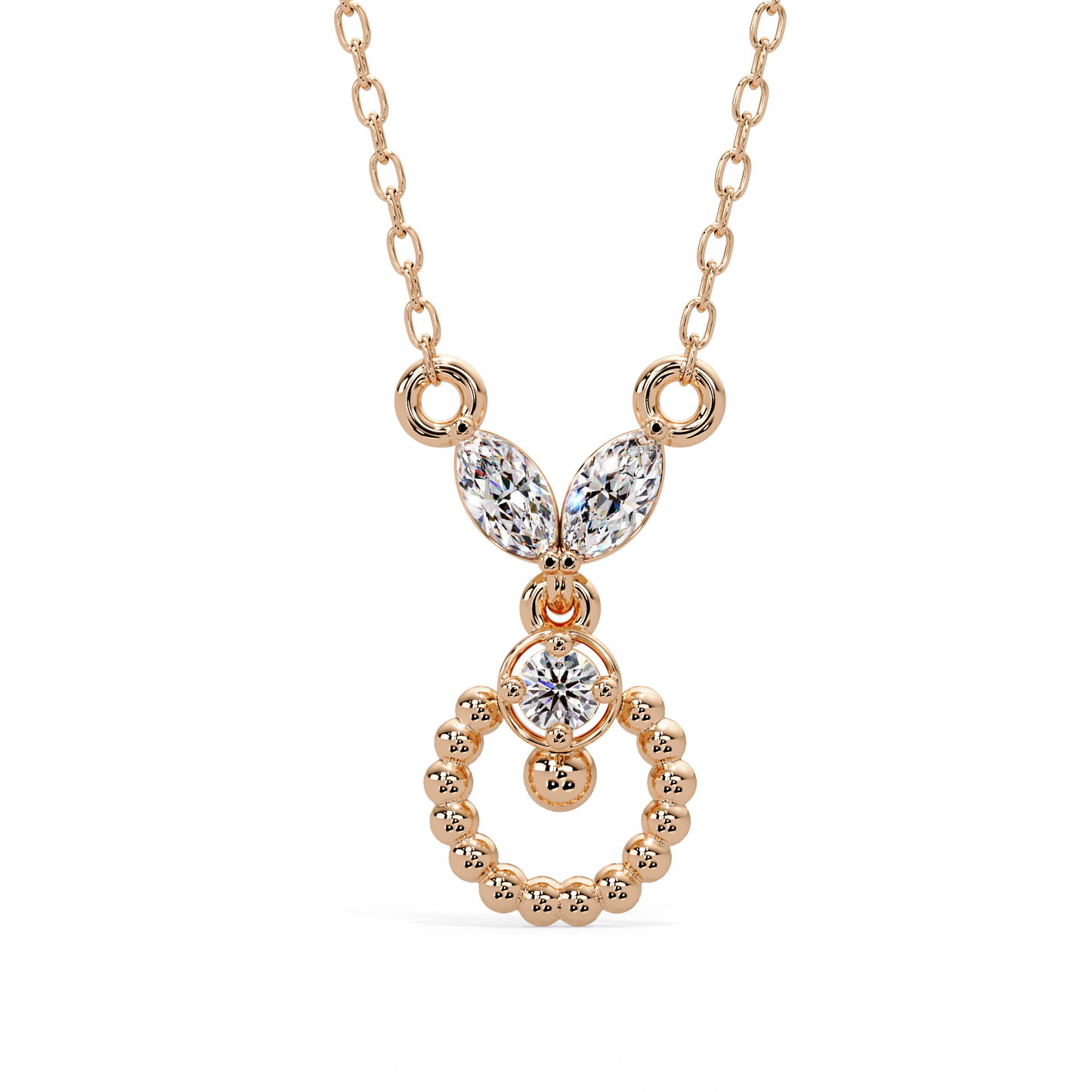 Marquise Leaf Circle Pendant - Origine Diamonds lab-grown diamond jewellery