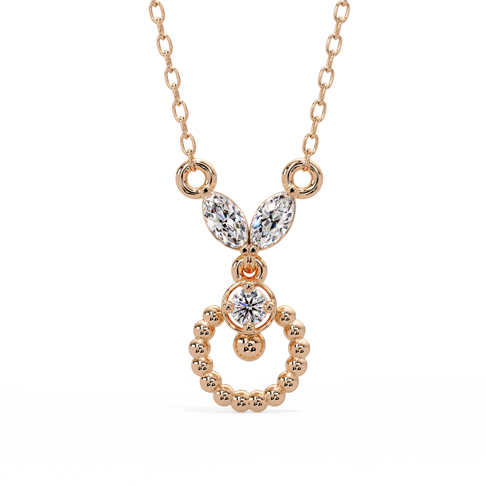 Marquise Leaf Circle Pendant - Origine Diamonds lab-grown diamond jewellery