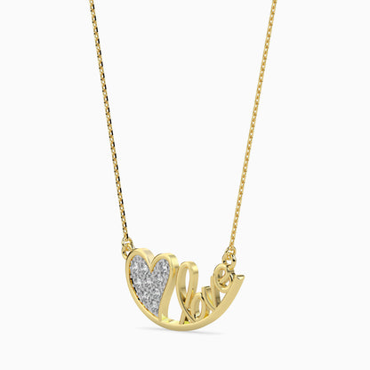 Heart & Love Script Necklace