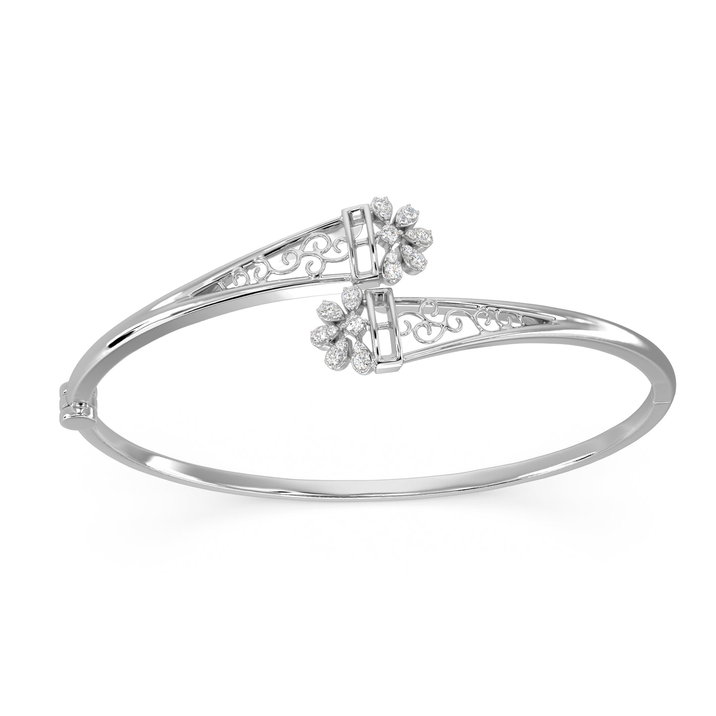 Filigree Bypass Diamond Bangle