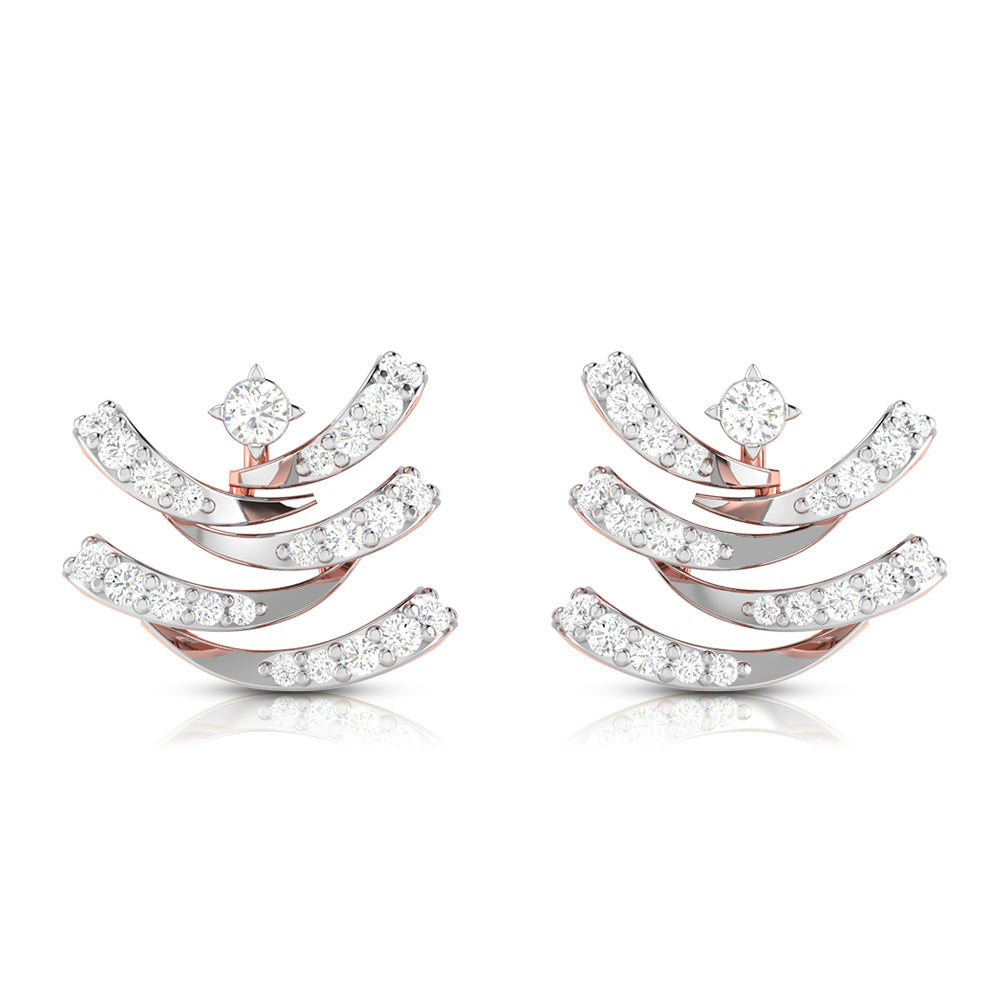 Layered Chevron Diamond Earrings