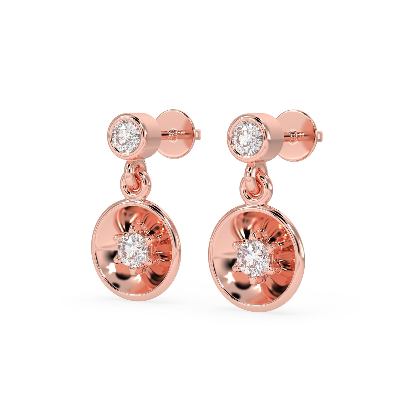 Bezel Disc Drop Earrings