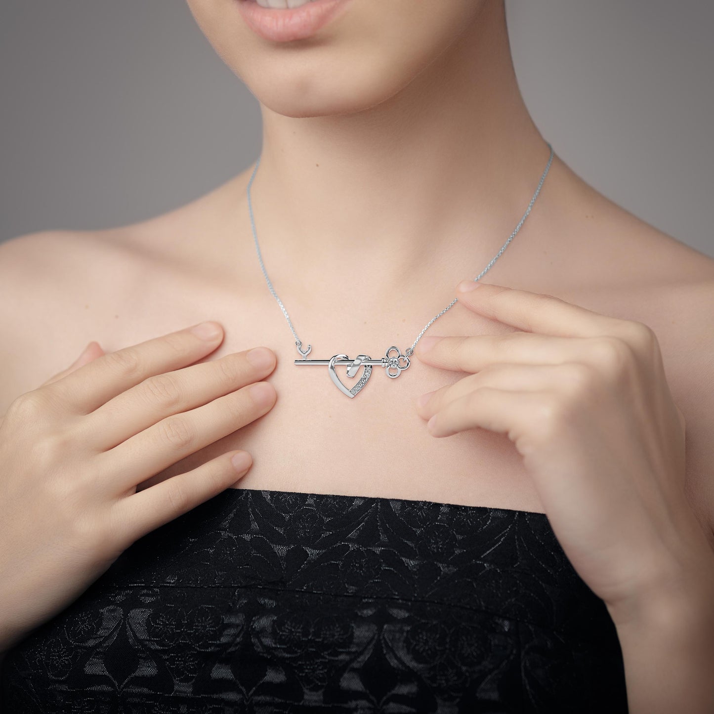 Heart Key Diamond Necklace