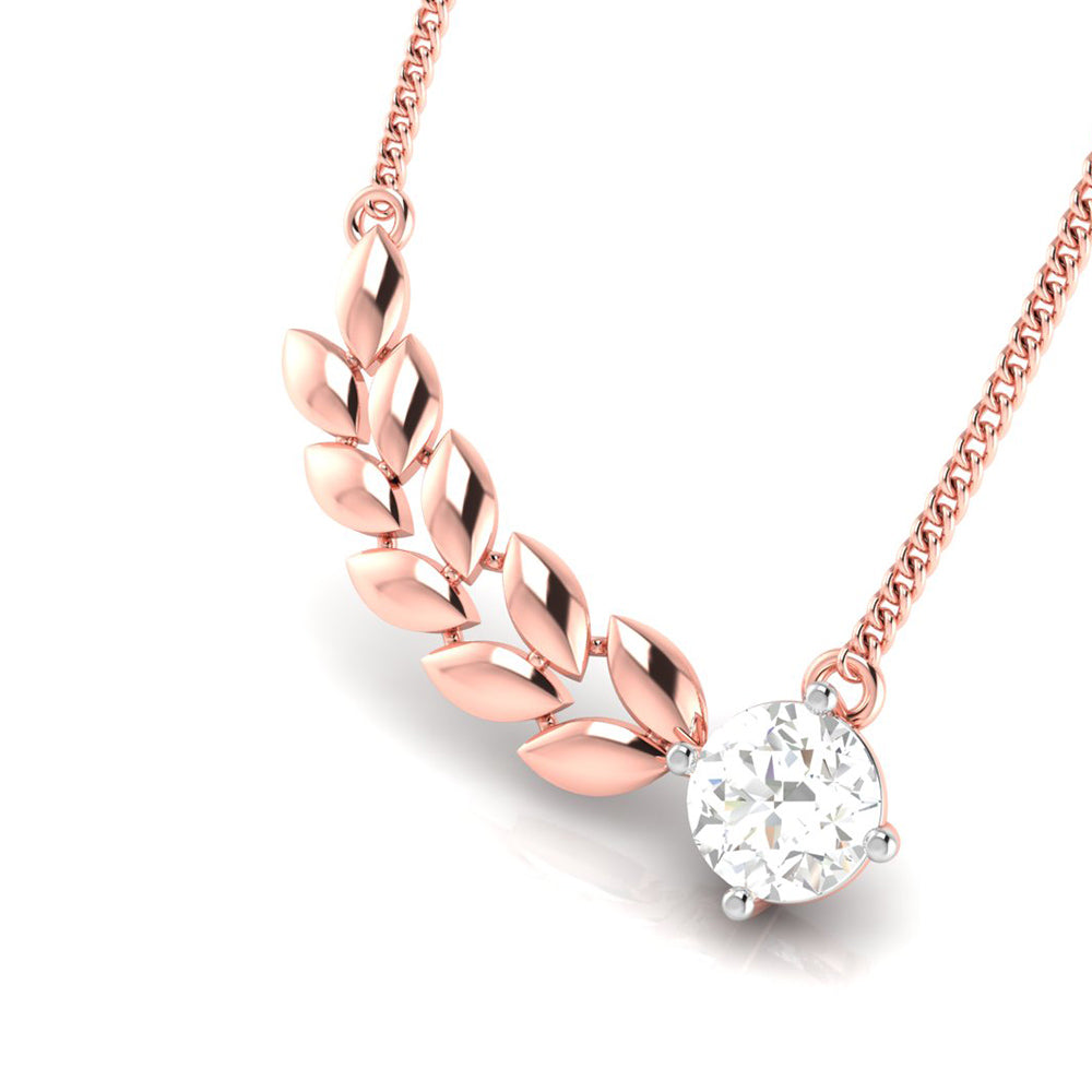 Wheat Leaf Solitaire Necklace
