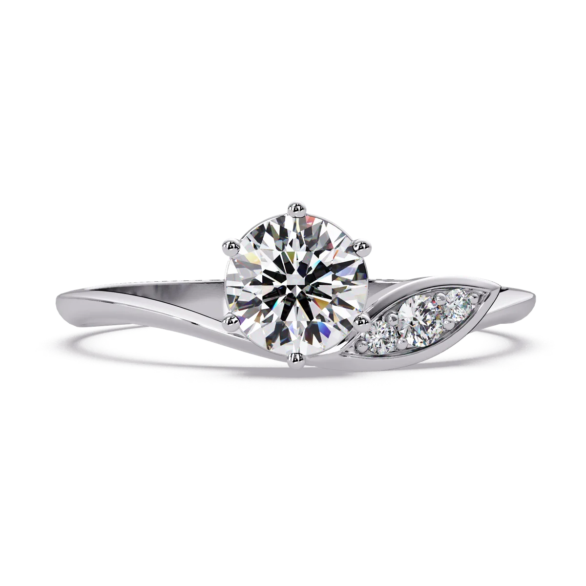 Solitaire Petal Accent Ring