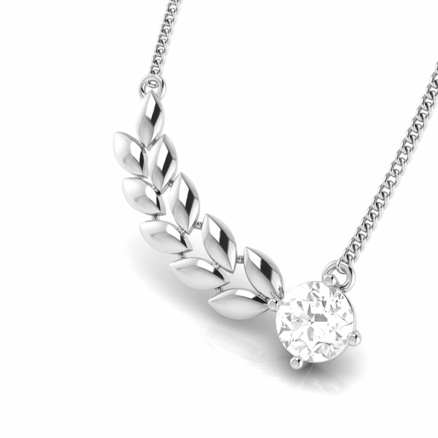 Wheat Leaf Solitaire Necklace