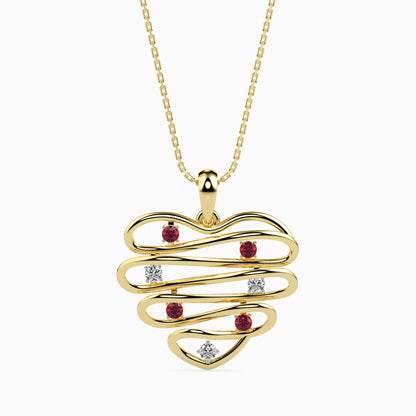 Wired Heart Ruby Pendant