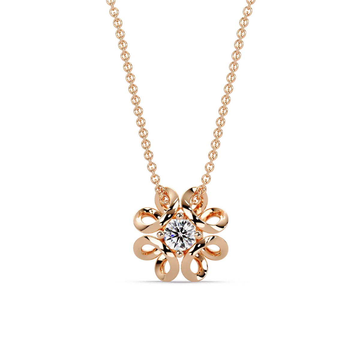Ribbon Bloom Diamond Chain Pendant - Origine Diamonds lab-grown diamond jewellery