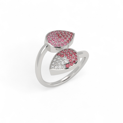 Twin Petal Pink Bypass Ring