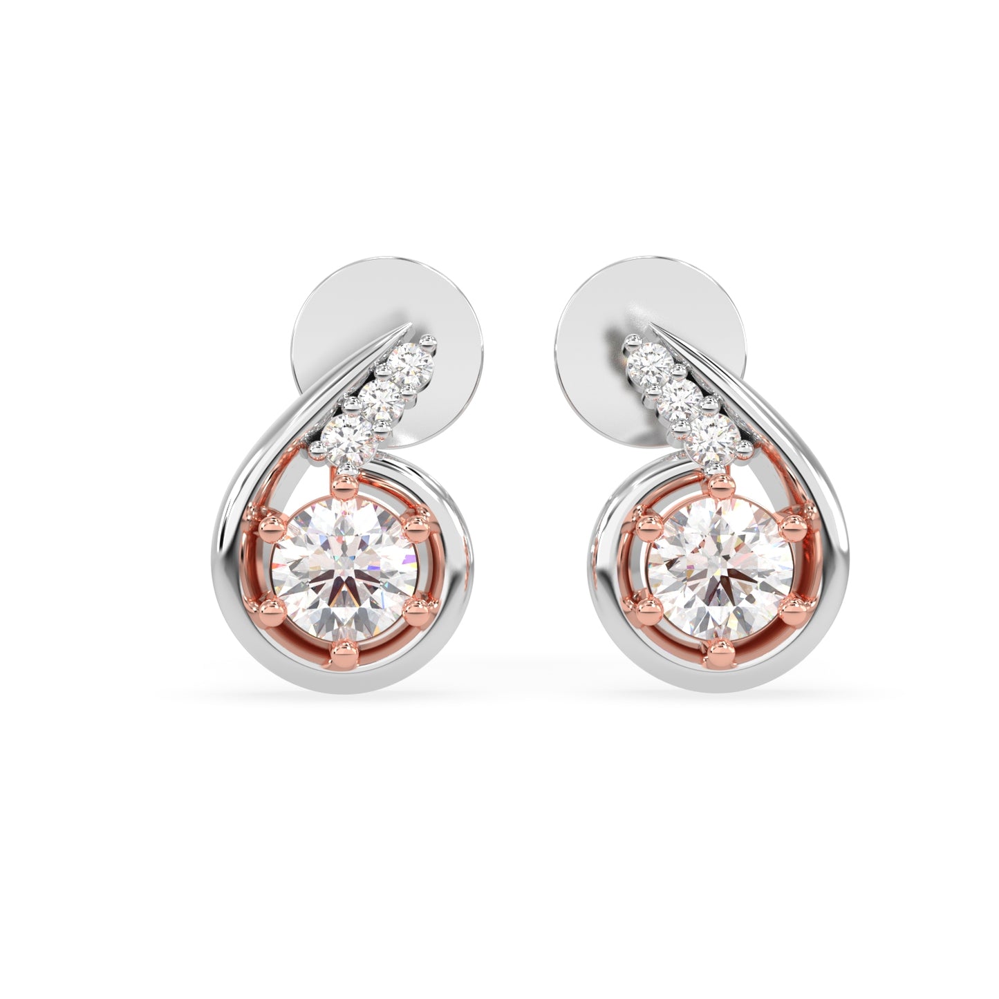 Swirl Solitaire Stud Earrings