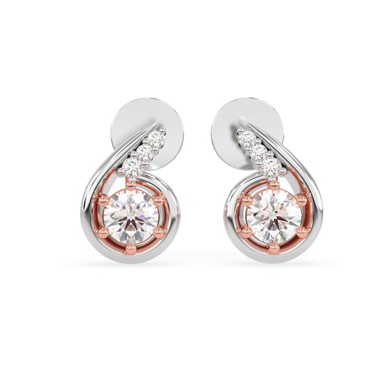 Swirl Solitaire Stud Earrings