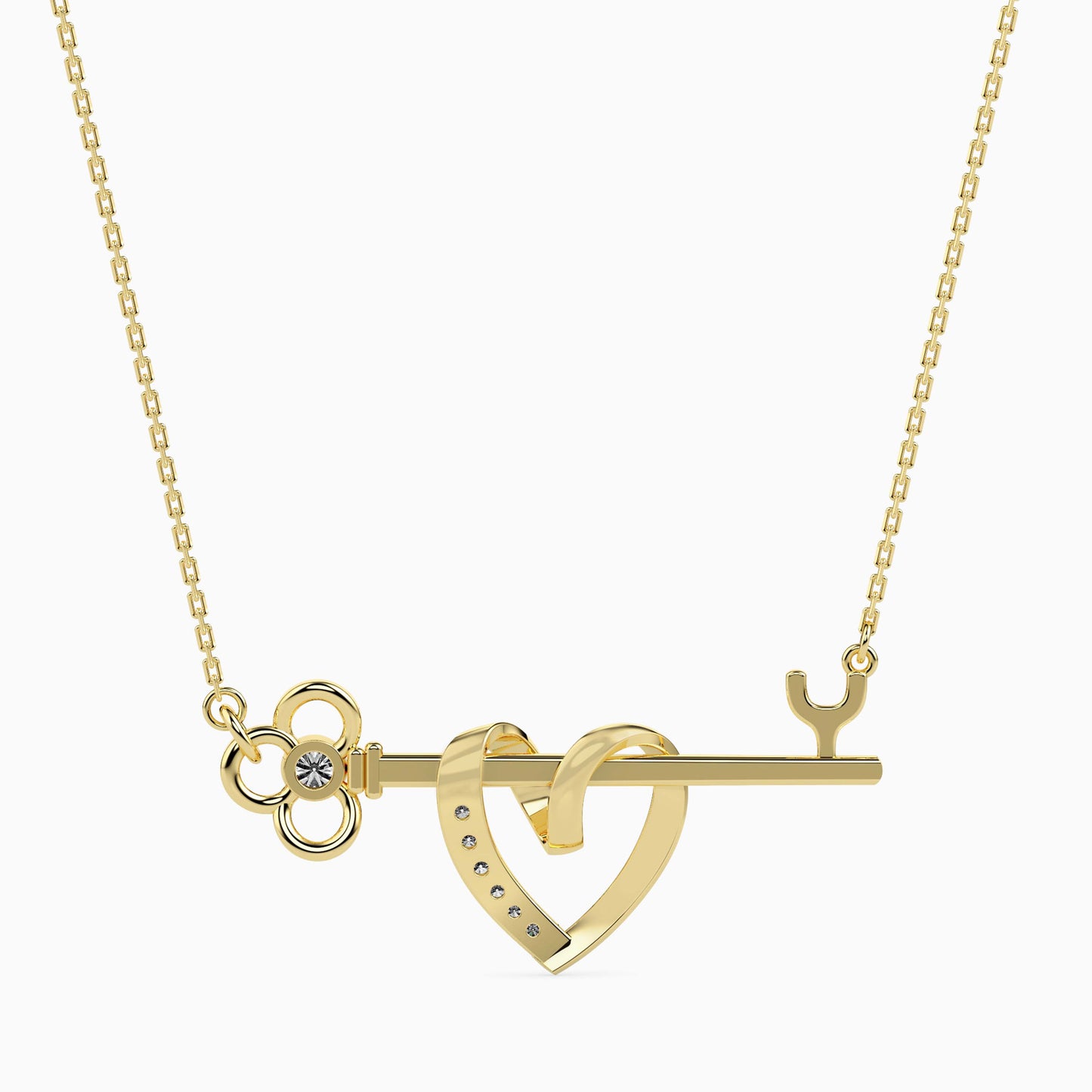 Heart Key Diamond Necklace