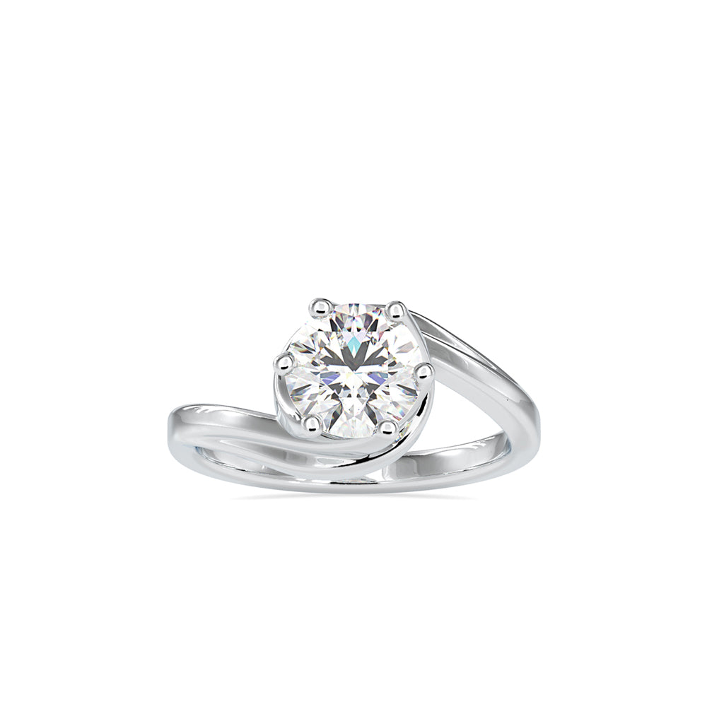 Twisted Leaf Solitaire Ring