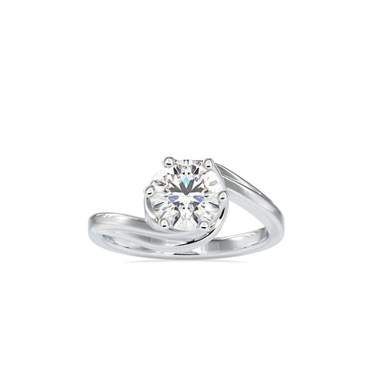 Twisted Leaf Solitaire Ring