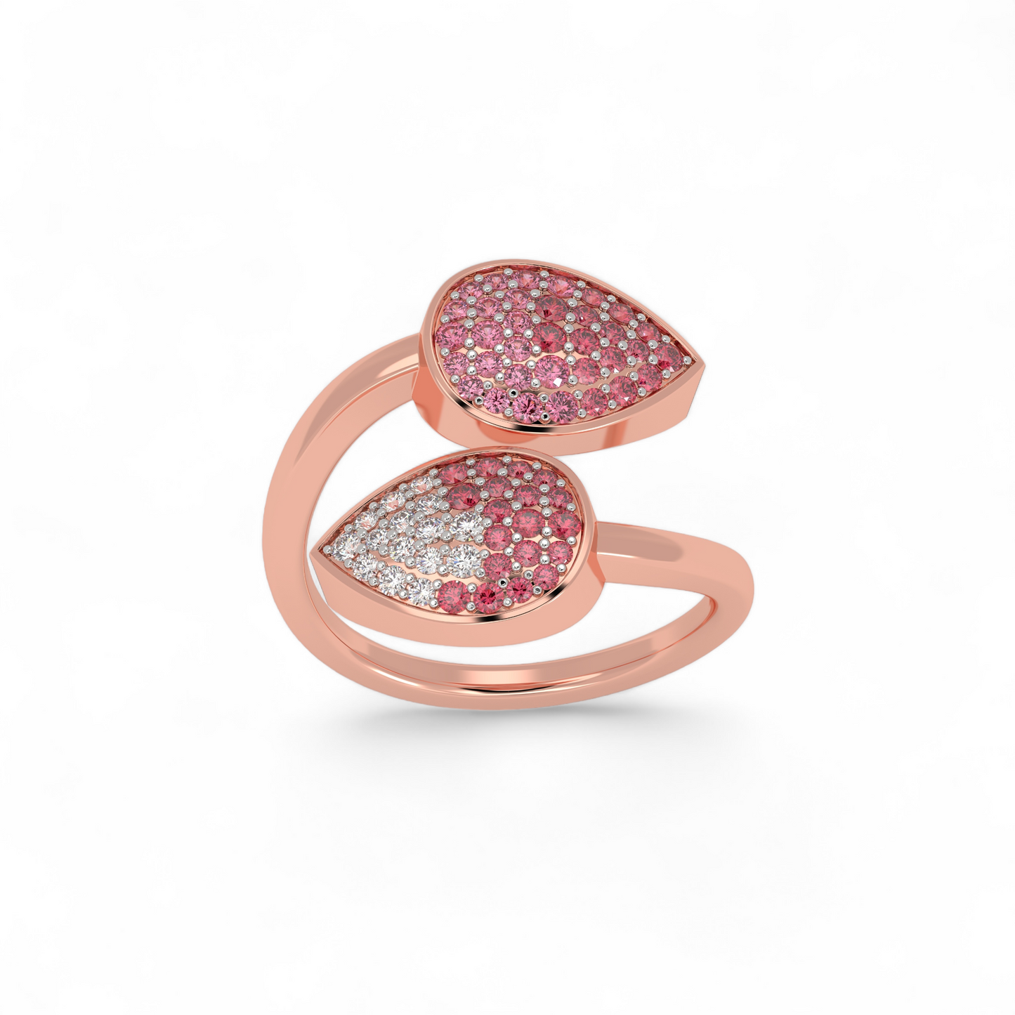 Twin Petal Pink Bypass Ring