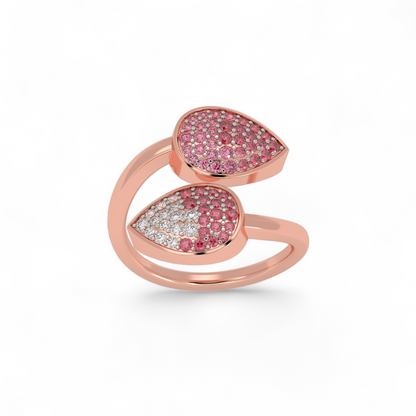 Twin Petal Pink Bypass Ring