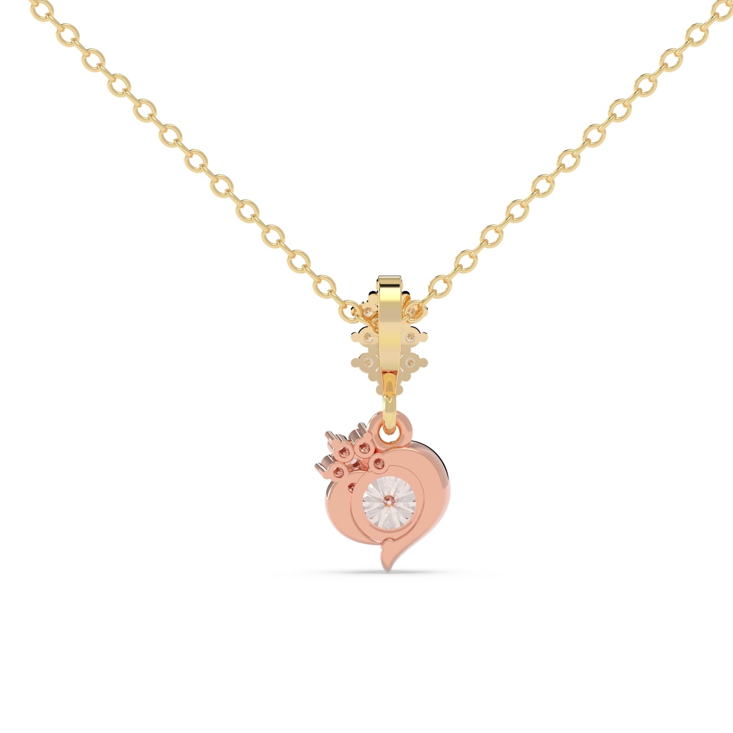 Floral Heart Solitaire Pendant