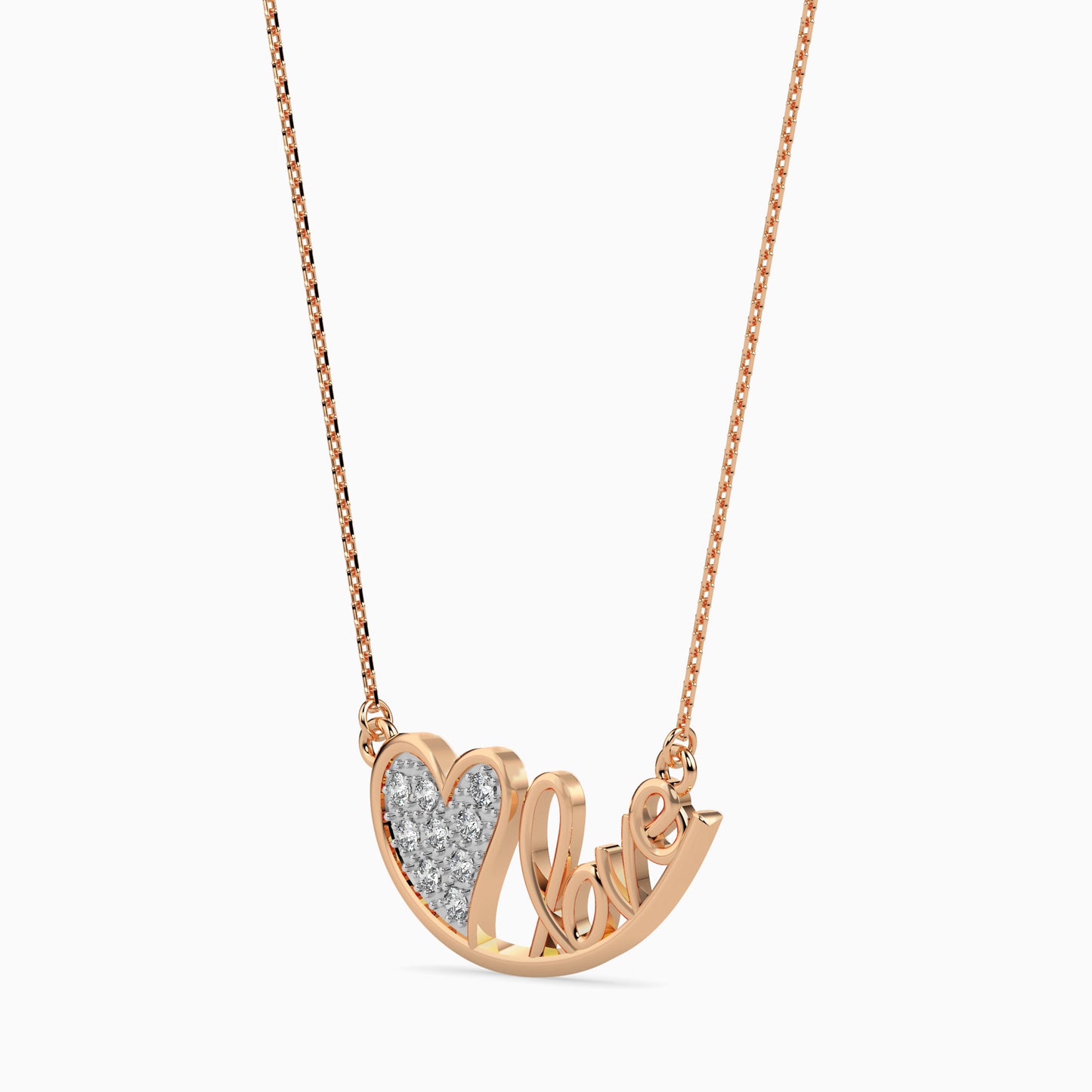 Heart & Love Script Necklace